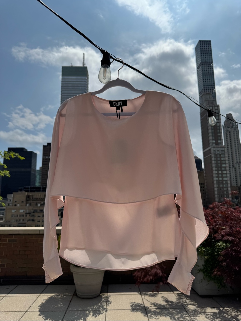 DKNY Sheer Layered Blouse in Pale Pink